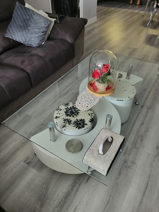 Mesa de centro moderna cristal y metal