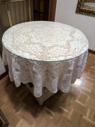 Mesa camilla redonda con cristal