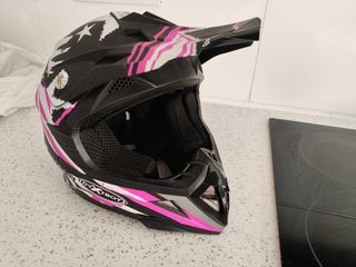 Casco Motocross Infantil Negro/Rosa