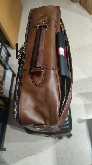 Maletín de cuero Massimo Dutti Marrón