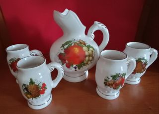 Juego de Jarra y Vasos con Frutas
