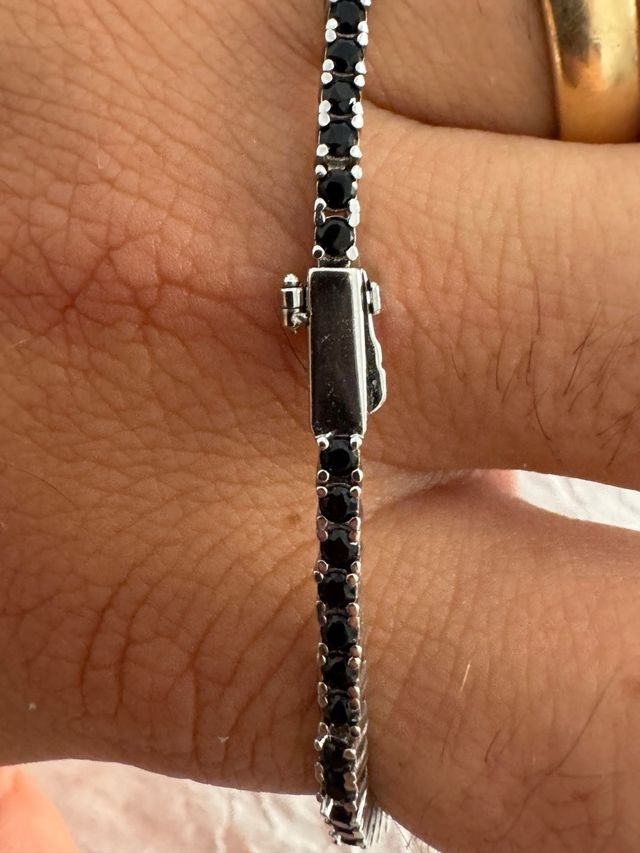 Bracciale tennis argento 925 zirconi neri