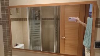 Espejo de baño madera y cristal