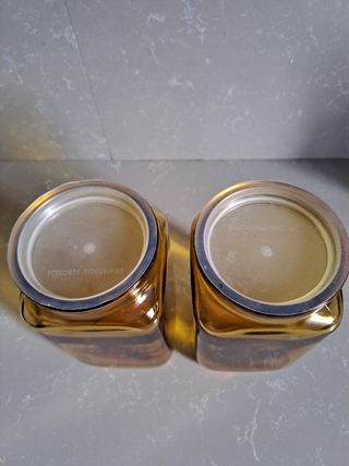 Coppia barattoli in vetro ambrato