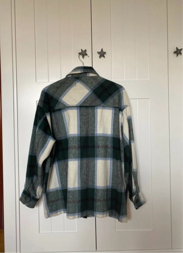Sobrecamisa Zara cuadros verde y blanco