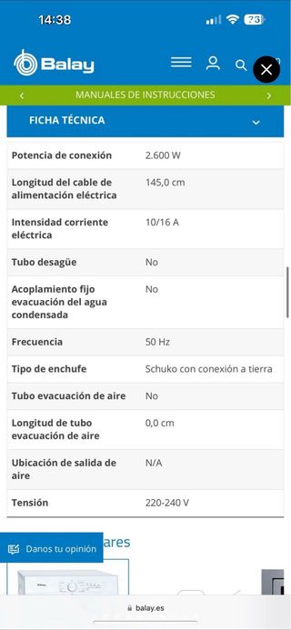 Secadora Balay 7kg.