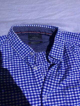 Camisa a cuadros azul Primark Talla L