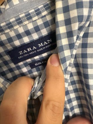 Camisa Zara Man cuadros azul