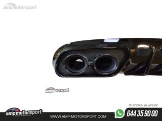DIFUSOR TRASERO NEGRO BRILLO CON COLAS REDONDAS NEGRAS PARA MERCEDES CLASE C COUPE/CABRIO C205