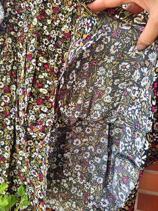 Vestido ligero manga larga estampado flores retro