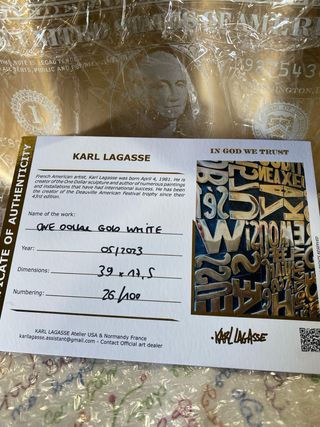 Arte Karl Lagasse One Dollar Gold White