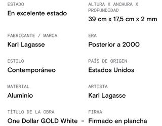 Arte Karl Lagasse One Dollar Gold White