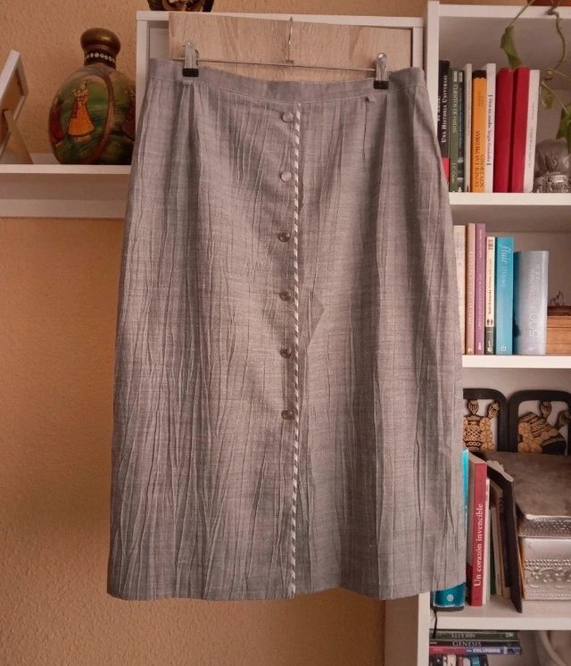 (XXL) Falda midi gris de Un Jour Ailleurs