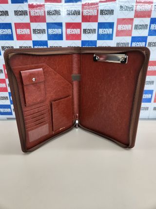 ✅ Carpeta de Cuero zipper marrón