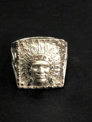 Anillo plata jefe indio cuadrado