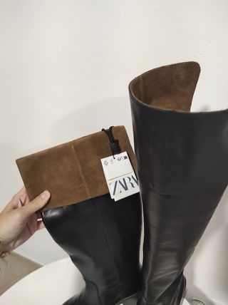 Botas altas Zara piel negras talla 37