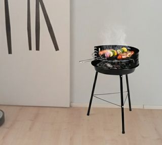 Nuovo barbecue a carbonella rotondo nero