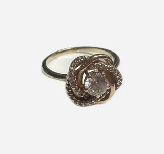 14KAnillo rosetón central de oro rosa 14K, T 14