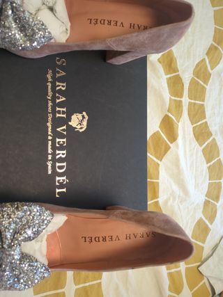 Zapatos Sarah Verdel Rosas con Lazo Brillante