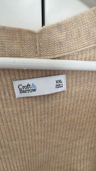 Cardigan beige largo tallas grandes con bolsillos