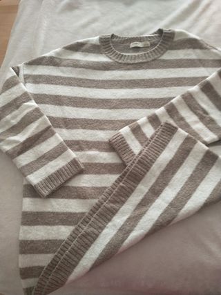Jersey de rayas beige y blanco
