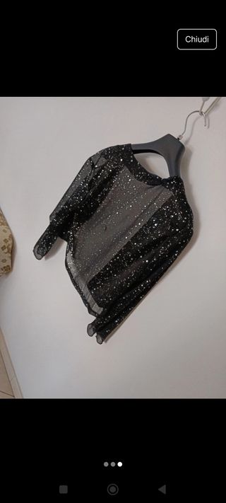 Coprispalle nero con punti luce argento