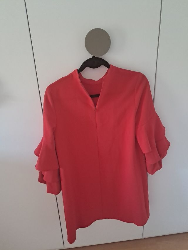 Vestido Zara Rojo con Mangas Acampanadas 3/4