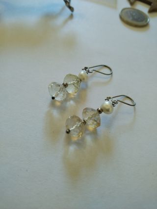 Orecchini Quarzo Citrino e Perle