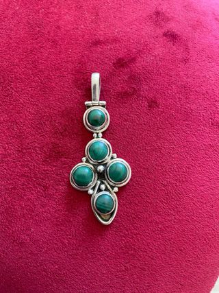 Pendente vintage argento 925 e malachite