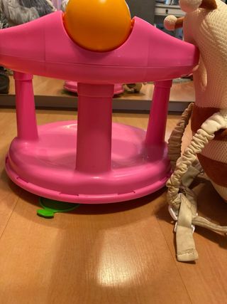 Asiento Bañera Bebé Rosa con Juguete Giratorio