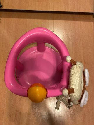 Asiento Bañera Bebé Rosa con Juguete Giratorio