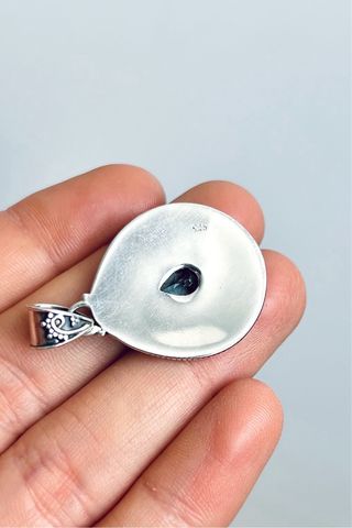 Colgante Boho con Mineral Topacio Azul Plata 925