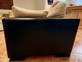 Sofá Piel Flor y Chenilla 3/4 Plazas