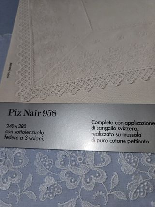 Completo letto matrimoniale in sangallo , elegante
