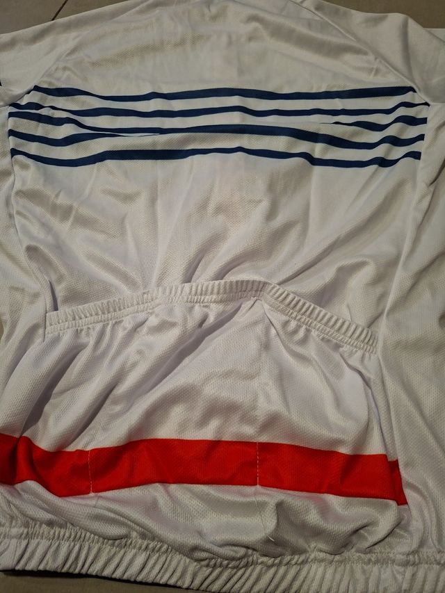 Camiseta Ciclismo Blanca Rayas Azul Talla L