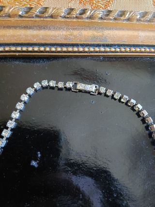 Girocollo vintage strass rosso e argento