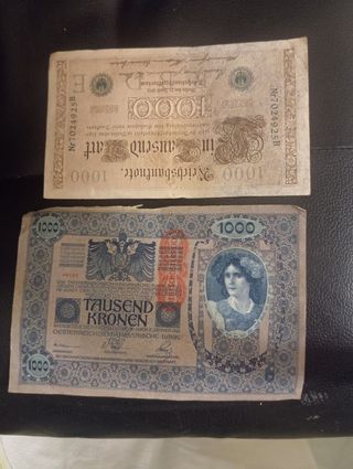 2 Billetes Antiguos: Alemania y Austria-Hungría
