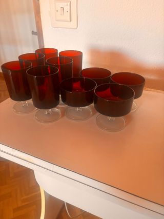 Copas Luminarc Rubí Cavalier Vintage Años 70