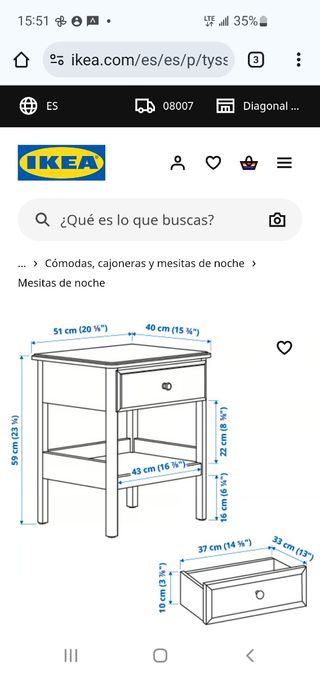 Mesilla Tyssedal IKEA Blanca