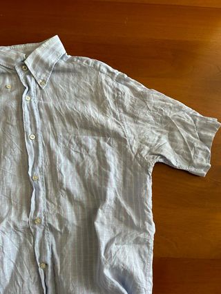 Camicia a righe azzurro e rosa