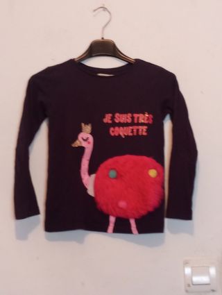 Camiseta niña manga larga con flamenco