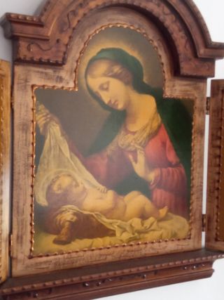 Tríptico Virgen María y ángeles