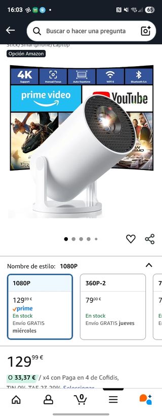 Proyector Blanco 1080P