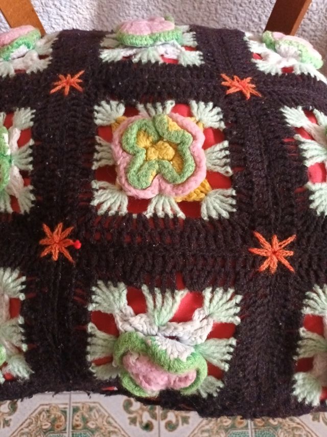 Cojines vintage ganchillo flores