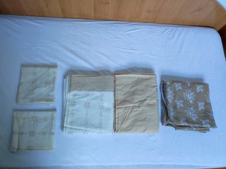 Juego Sábanas Cama 90x190 Beige y Blanco