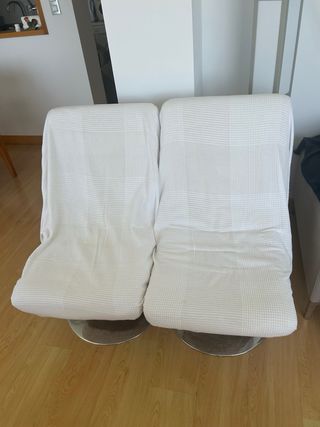 Poltrone girevoli vintage beige in similpelle