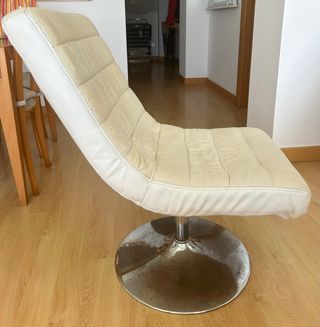 Poltrone girevoli vintage beige in similpelle