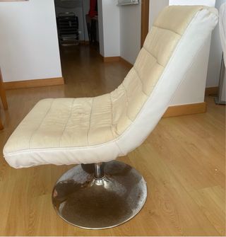 Poltrone girevoli vintage beige in similpelle