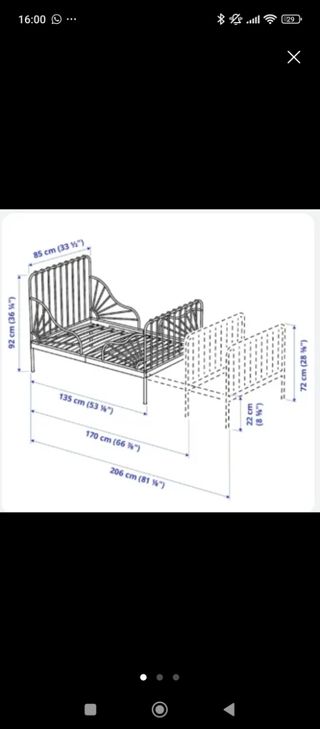 Cama extensible niños Ikea 80x200 + colchón