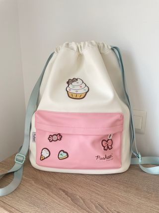 Mochila Saco Pusheen Blanca y Rosa